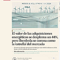 El valor de las adquisiciones energticas se desploma un 44%, pero Iberdrola se corona como la 'estrella' del mercado